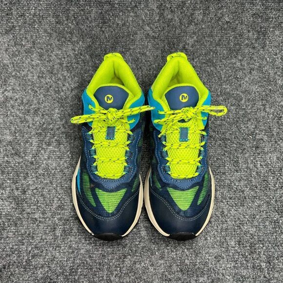 Merrell Moab Speed Mid Shoe Big Kid Size 4 Navy Hi Viz Waterproof Outdoor Hiking - Picture 3 of 13